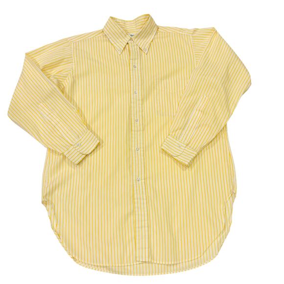 Vtg Brooks Brothers Dress Shirt Mens Sz 16 Yellow Striped Button Long Sleeve 80s - Picture 2 of 8
